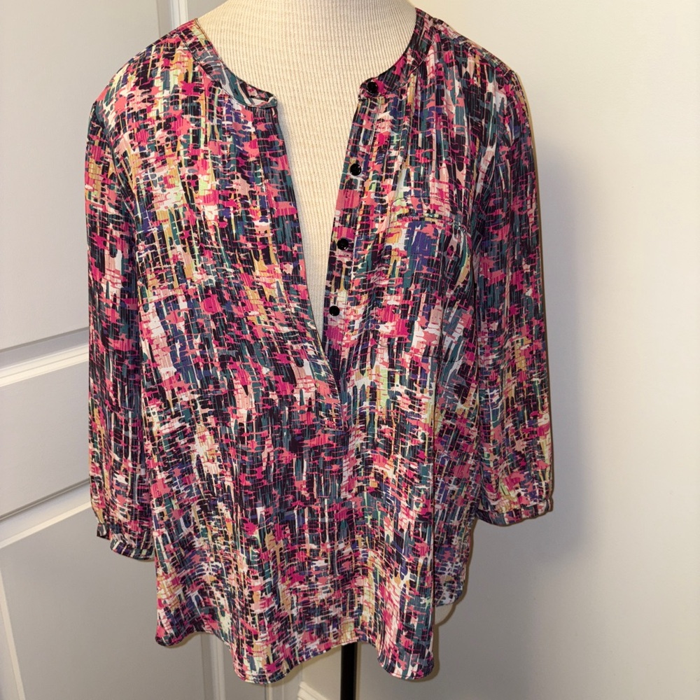 NYDJ Multicolor Abstract Blouse